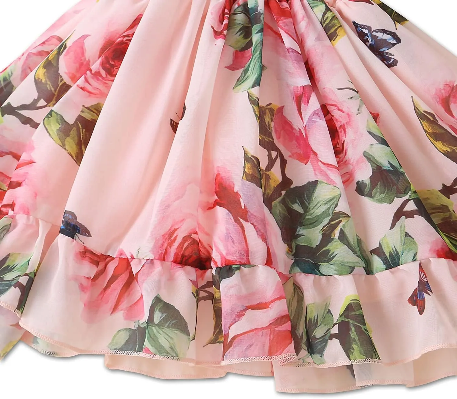 KuKitty Summer Toddler Baby Girls Floral Dress Chiffon Princess Tutu Dresses Suspender Sundress