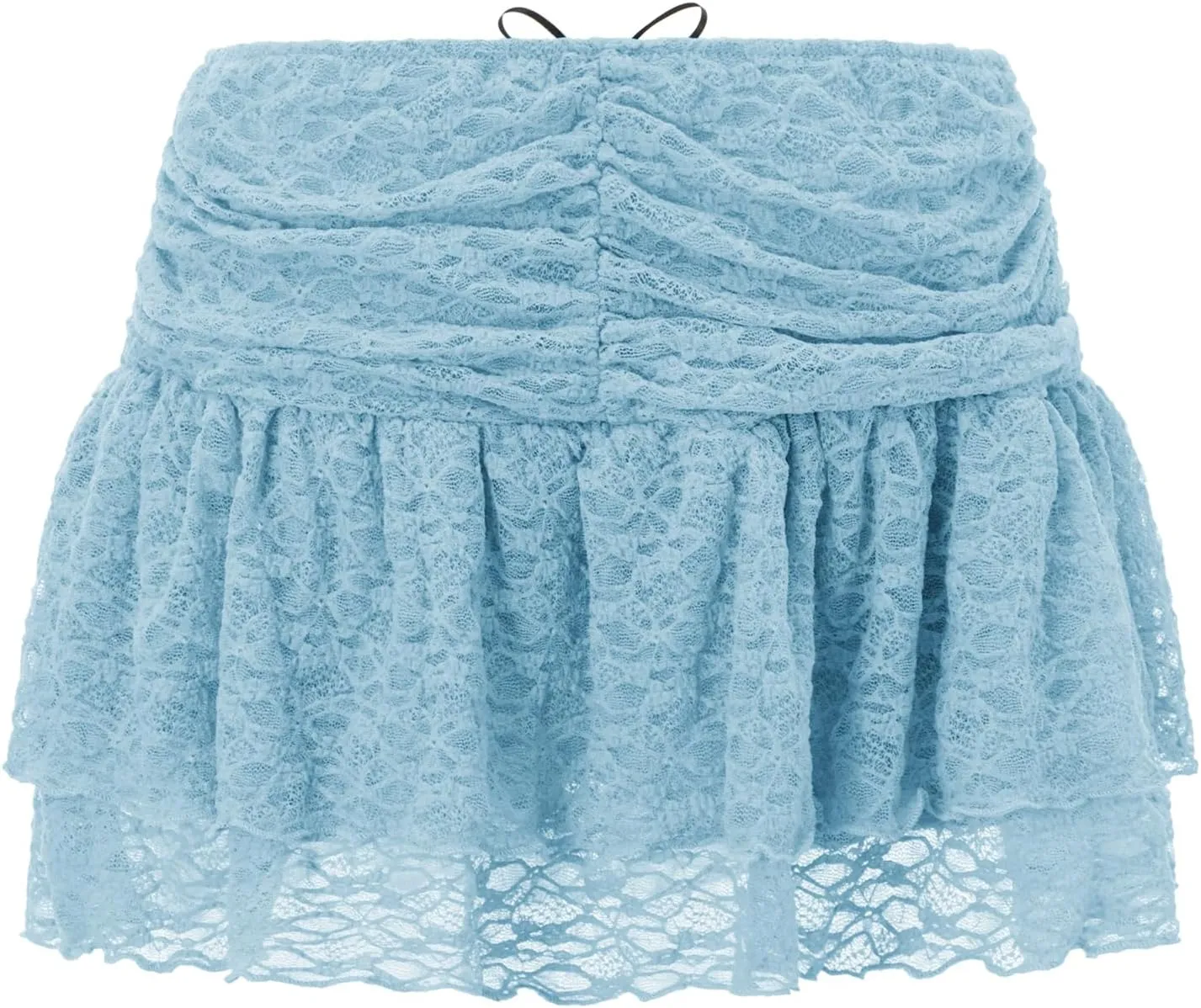 Lace Skirts for Women Mini Length Ruched Waist Low Rise Lace Pleated Bow Front Summer Layered Y2k Skirts