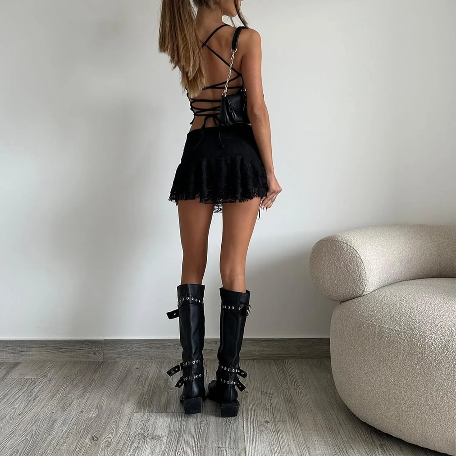 Lace Slip Skirt for Women Low Rise Layered Pleated Flowy Mini Skirt Teen Girls Fairy Sheer Mesh Floral Ruffle Short Skirt