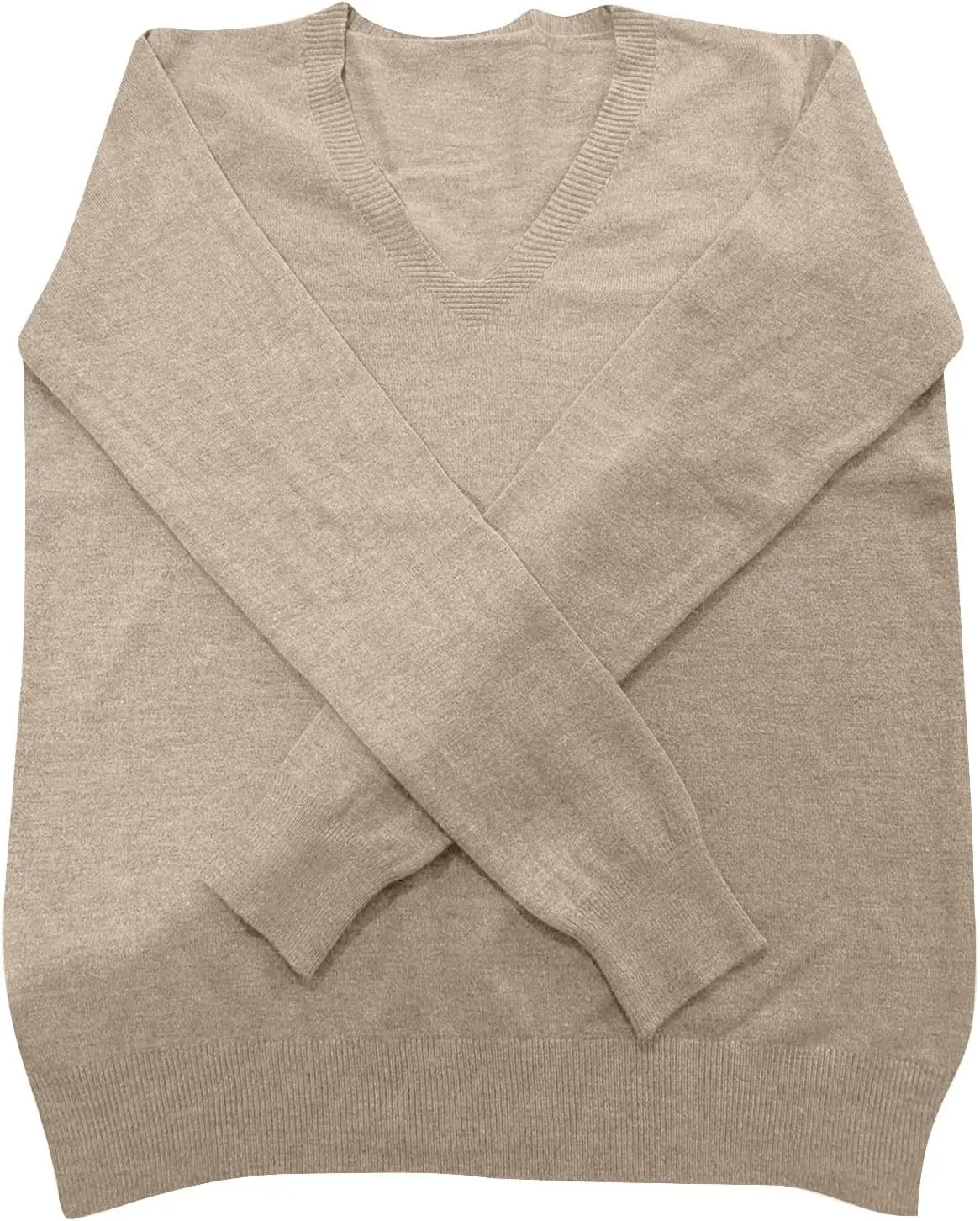 Ladies Sweaters Long Sleeve Deep V Neck Cashmere Sweaters Soft Wool Tunic Sweaters Tops Trendy Ribbed Cuffs Sweaters
