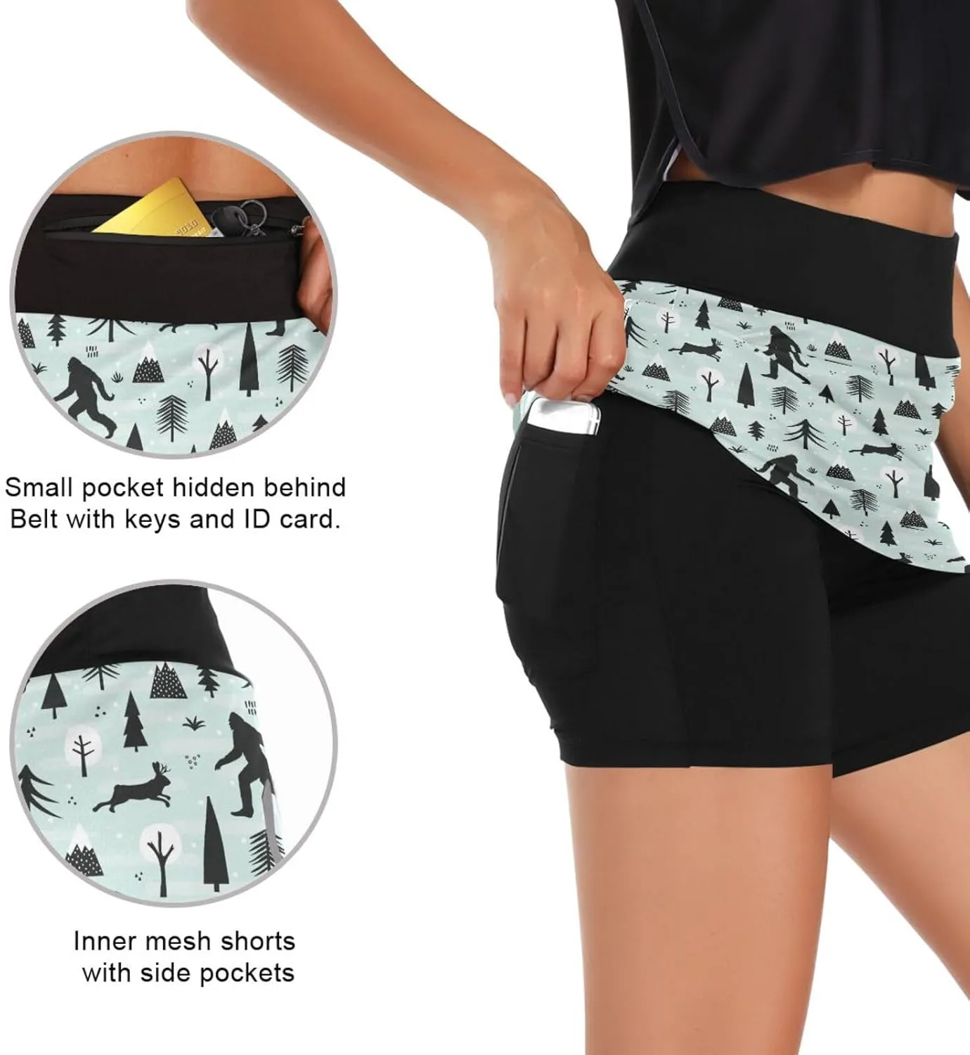 Laprad Womens Athletic Skort Tennis Skirts High Waisted Running Workout Shorts with Pockets