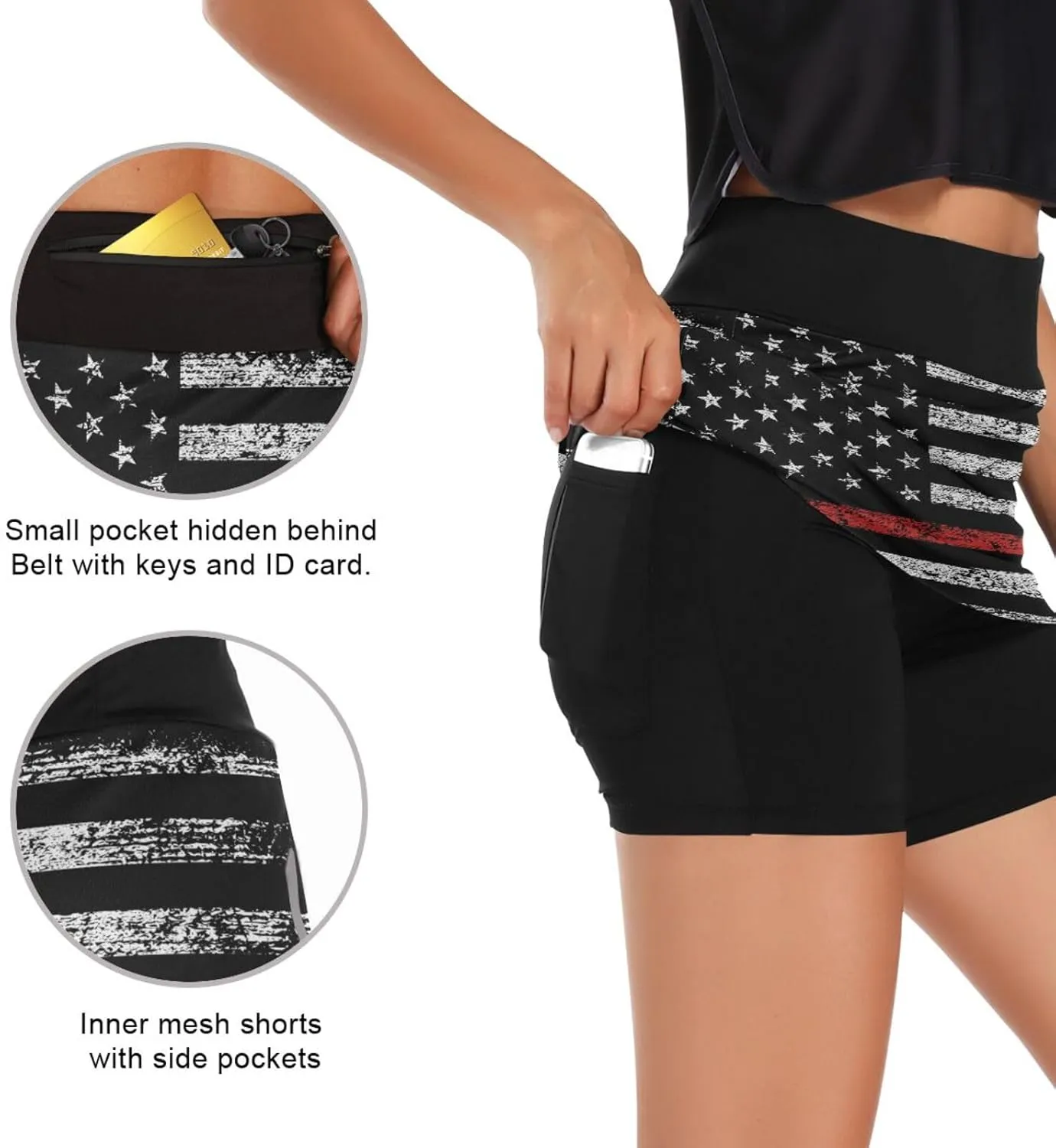 Laprad Womens Athletic Skort Tennis Skirts High Waisted Running Workout Shorts with Pockets