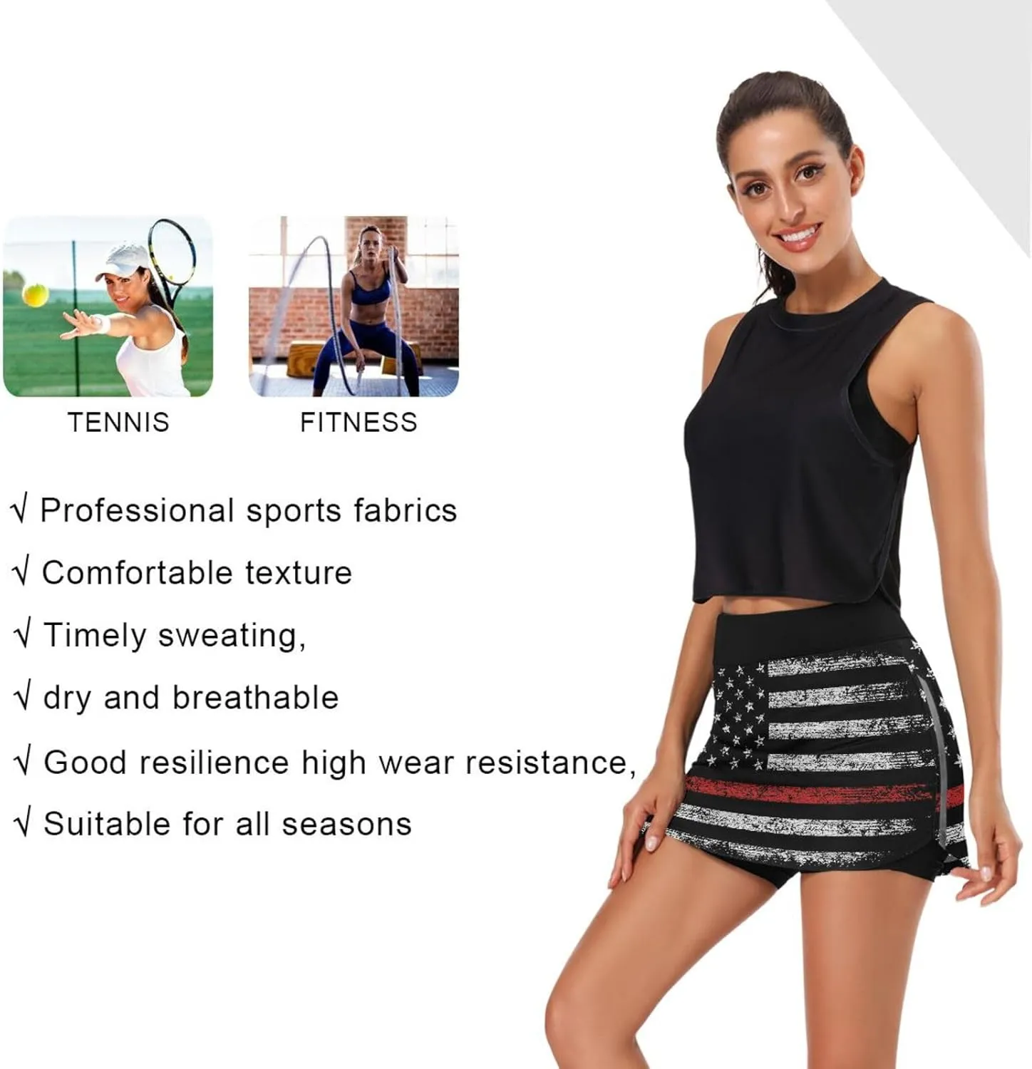 Laprad Womens Athletic Skort Tennis Skirts High Waisted Running Workout Shorts with Pockets
