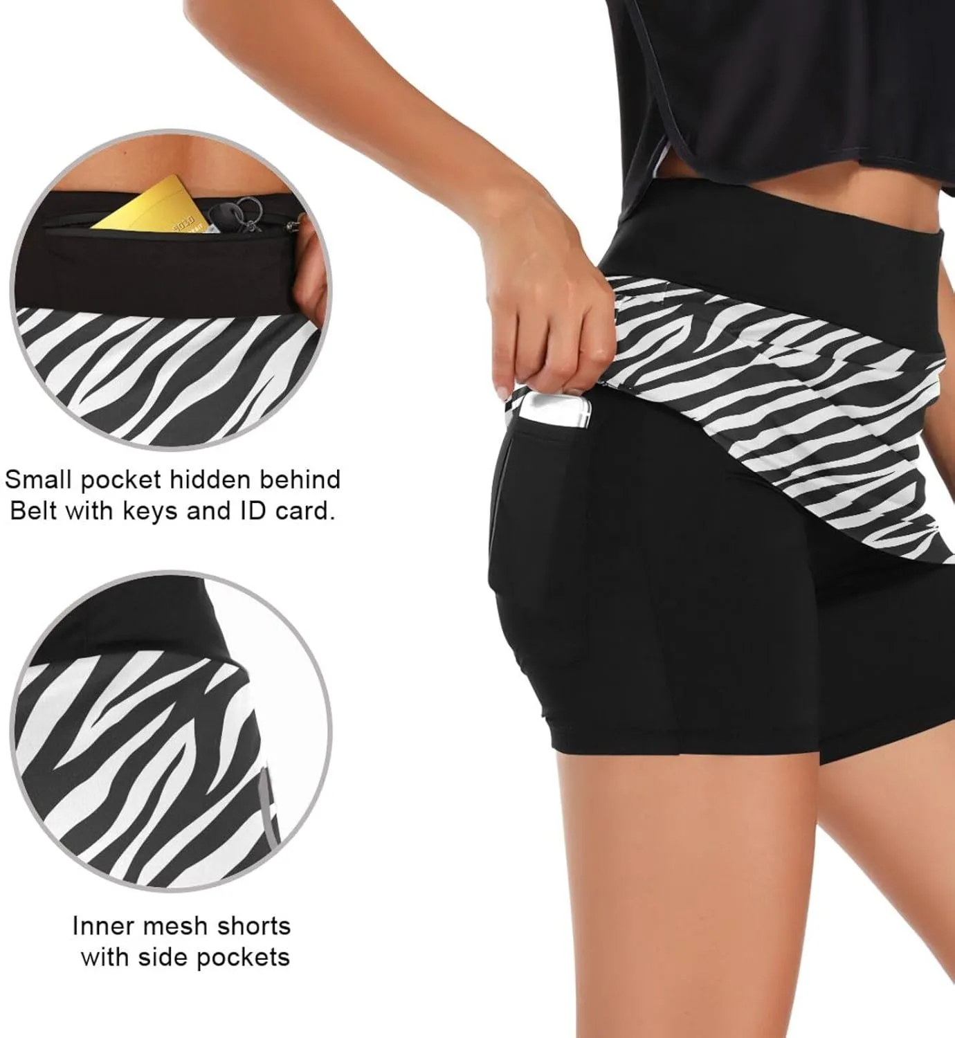 Laprad Womens Athletic Skort Tennis Skirts High Waisted Running Workout Shorts with Pockets