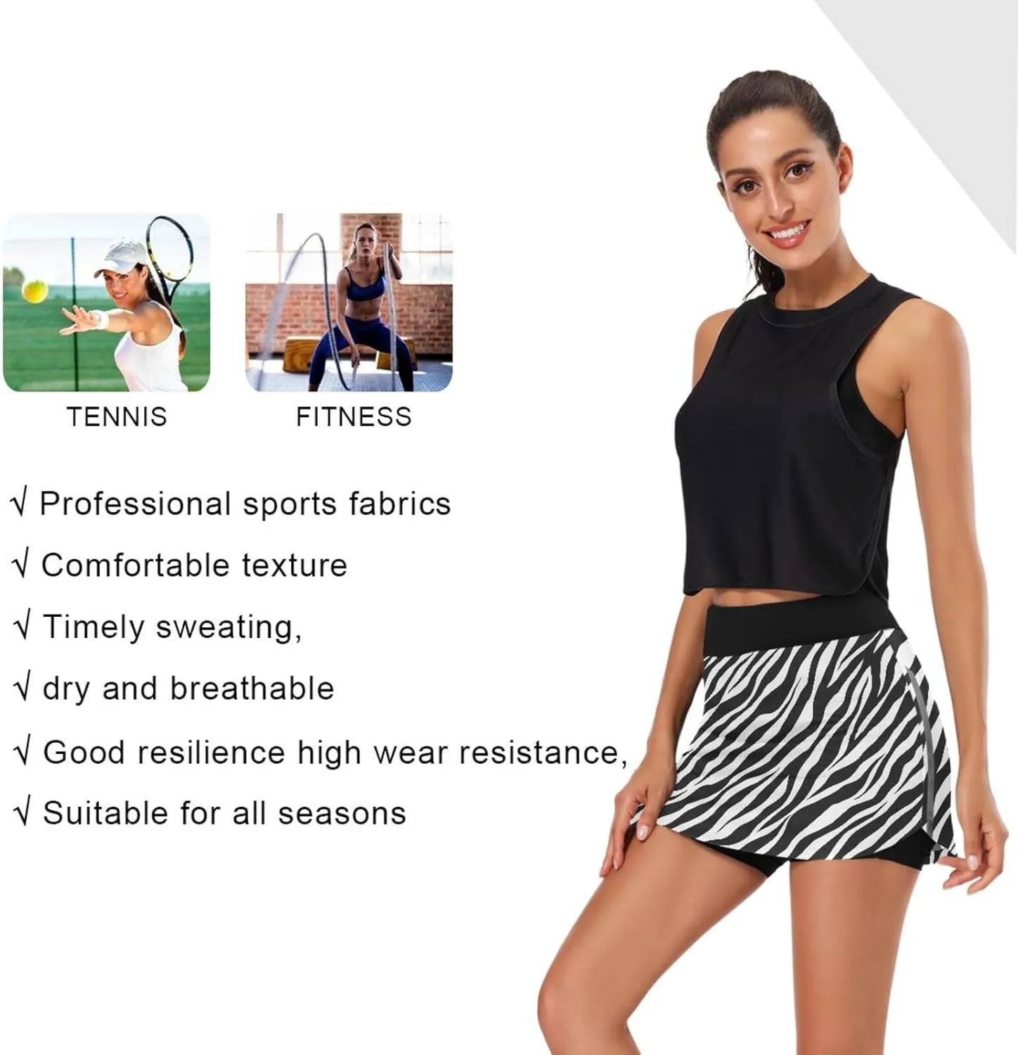 Laprad Womens Athletic Skort Tennis Skirts High Waisted Running Workout Shorts with Pockets
