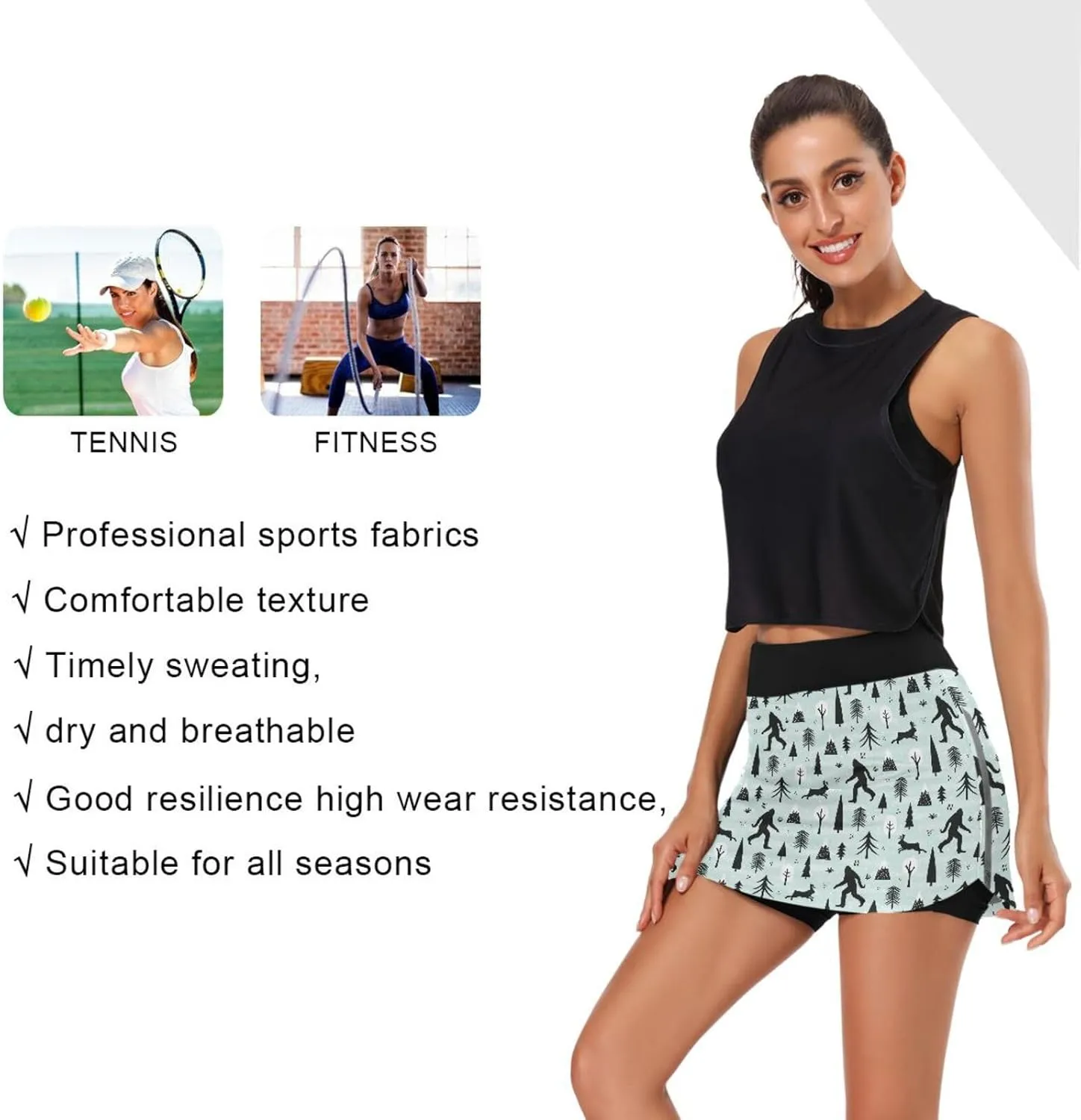 Laprad Womens Athletic Skort Tennis Skirts High Waisted Running Workout Shorts with Pockets