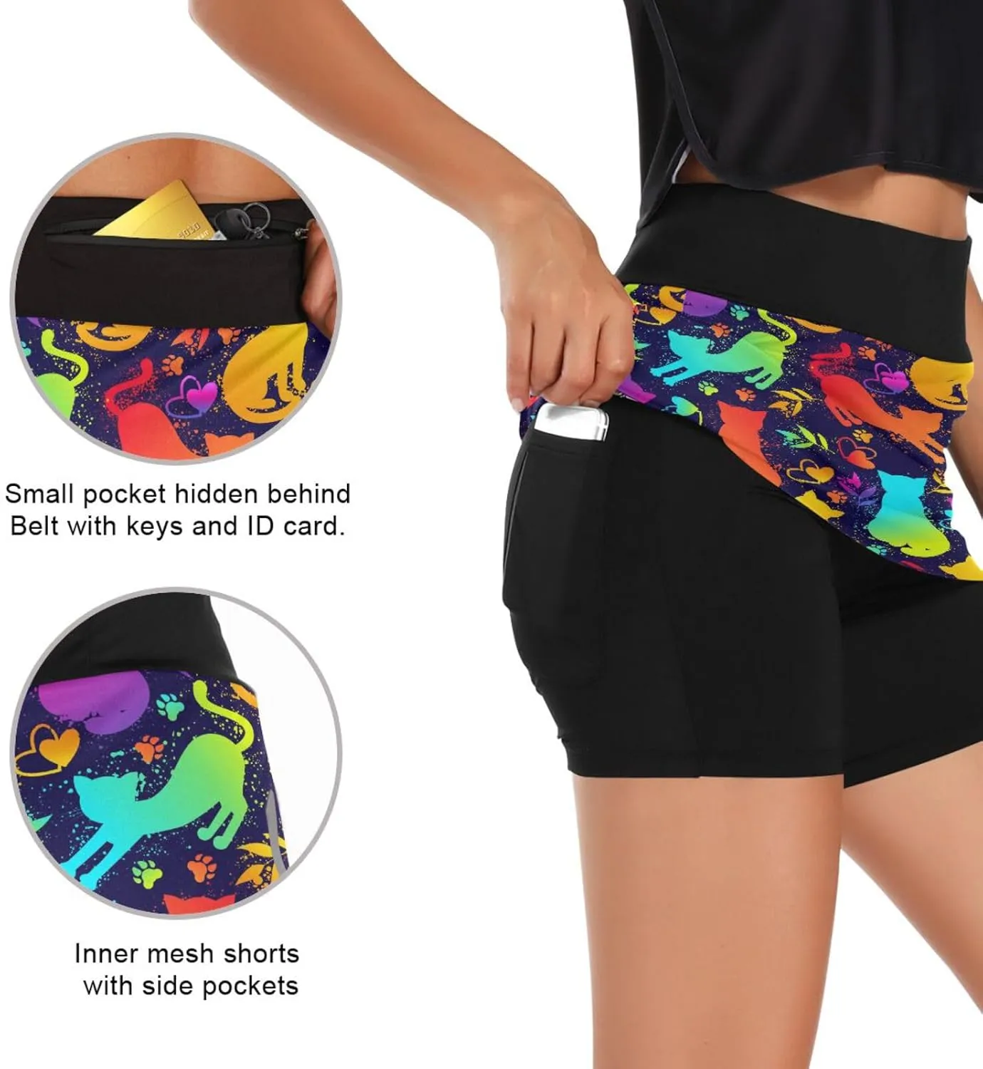 Laprad Womens Athletic Skort Tennis Skirts High Waisted Running Workout Shorts with Pockets