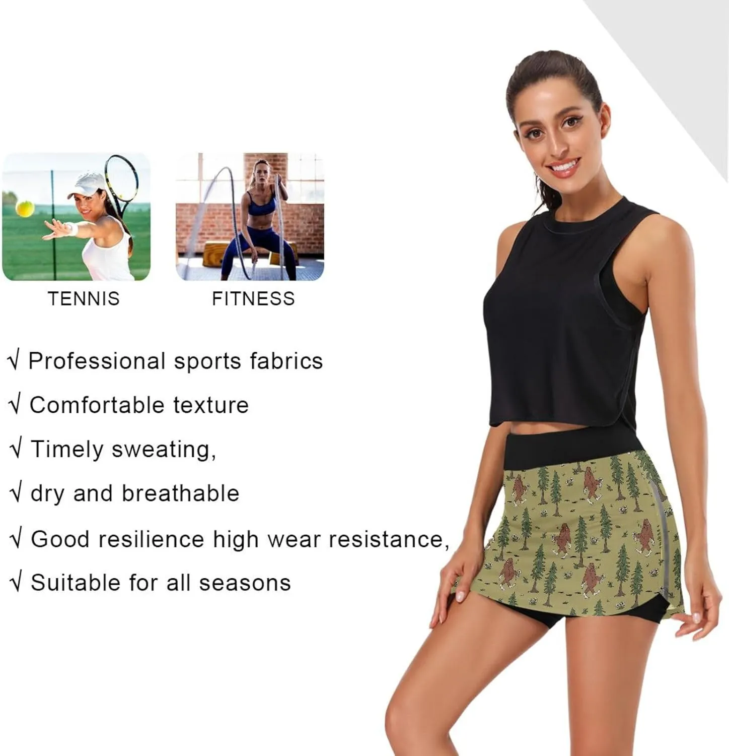 Laprad Womens Athletic Skort Tennis Skirts High Waisted Running Workout Shorts with Pockets