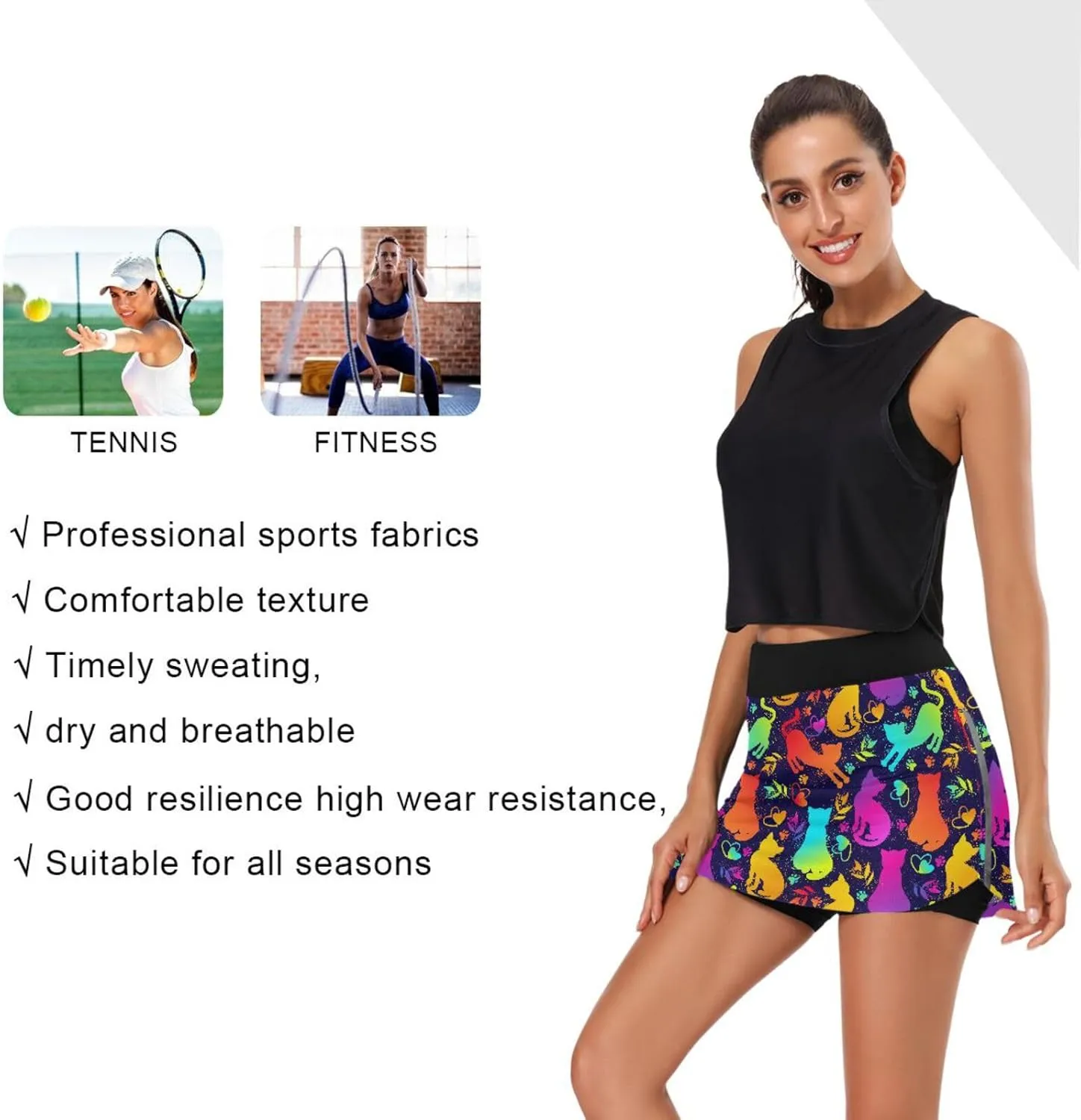 Laprad Womens Athletic Skort Tennis Skirts High Waisted Running Workout Shorts with Pockets