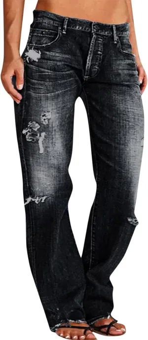 LCMTWX Womens Jeans Mid Waisted Waisted Pants Trousers Up Womens Casual Women's Jeans Casual Denim Pants Jeans for Women