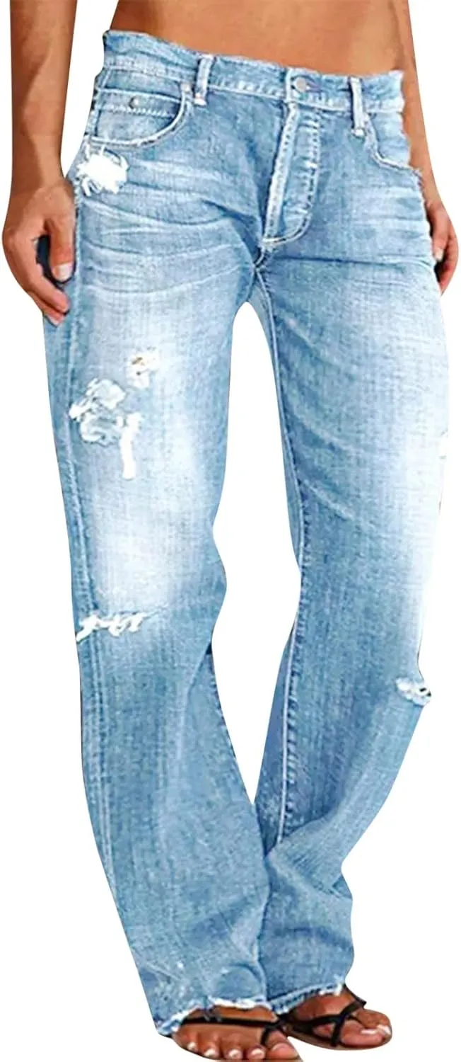 LCMTWX Womens Jeans Mid Waisted Waisted Pants Trousers Up Womens Casual Women's Jeans Casual Denim Pants Jeans for Women