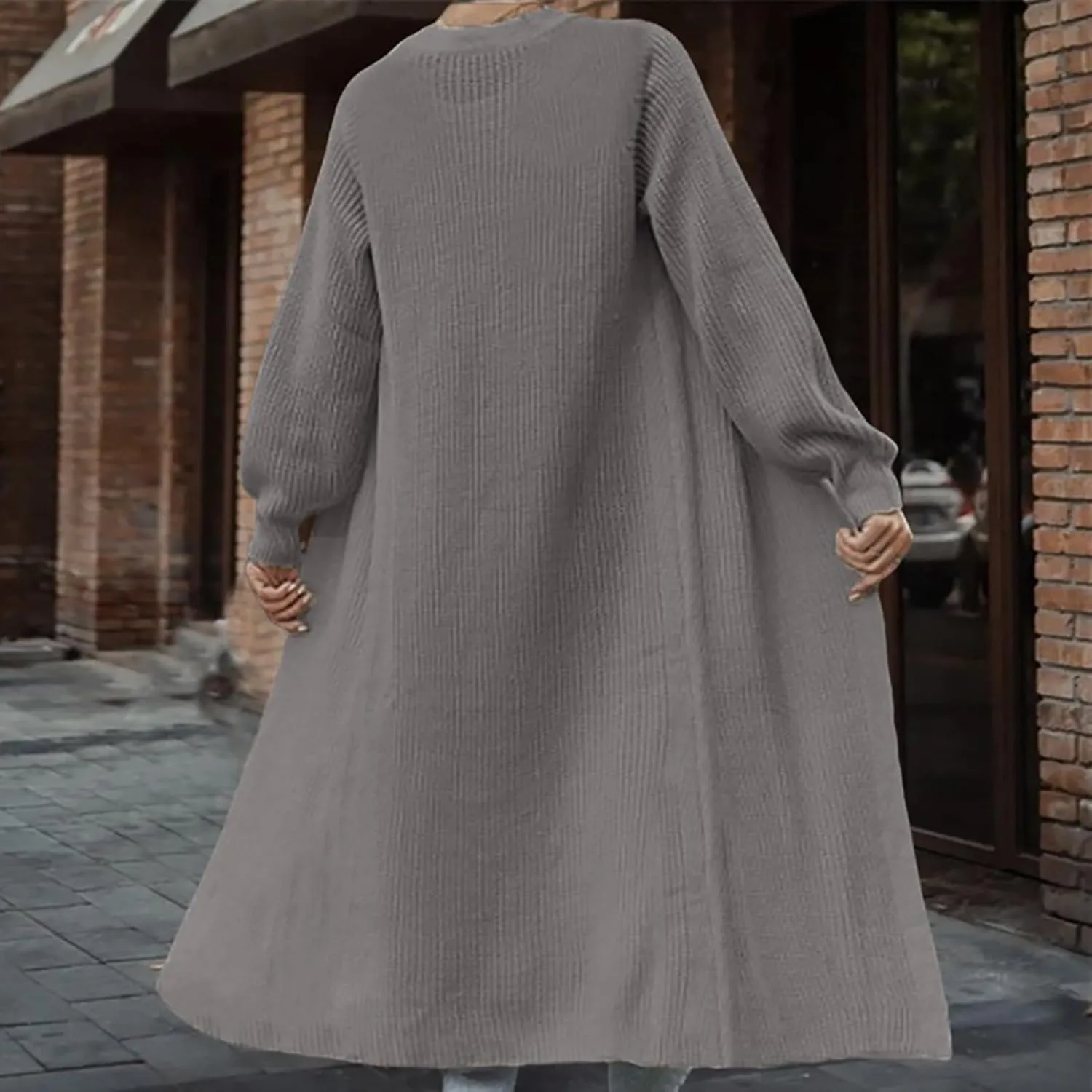 Lightweight Knit Cardigan for Women Long Sleeve Open Front Cardigan Sweaters for Summer Office Wear Solid Knit Ribbed Coat