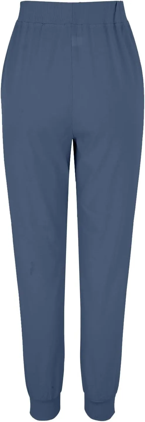 Linen Joggers for Women Tapered Ankle Pants Wide Leg Cargo Pants Drawstring Elastic Waist Casual Slacks with Pockets