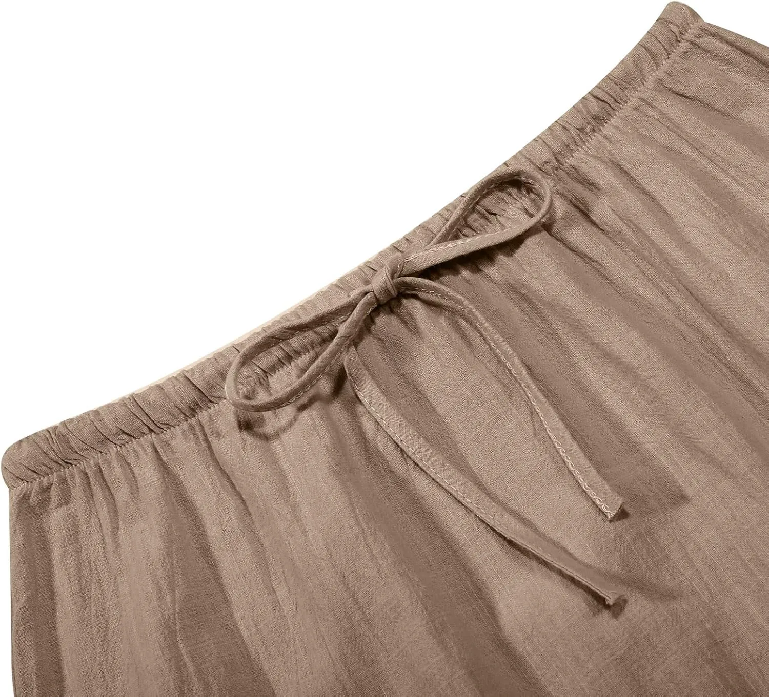 Linen Maxi Skirts for Women Summer Elastic Waist Drawstring A Line Long Flared Comfy Cute Vacation Boho Flowy Skirt