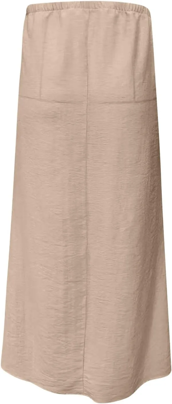 Linen Skirts for Women Summer Trendy Drawstring Low Waist A Line Skirt Casual Loose Flowy Beach Vacation Boho Skirts