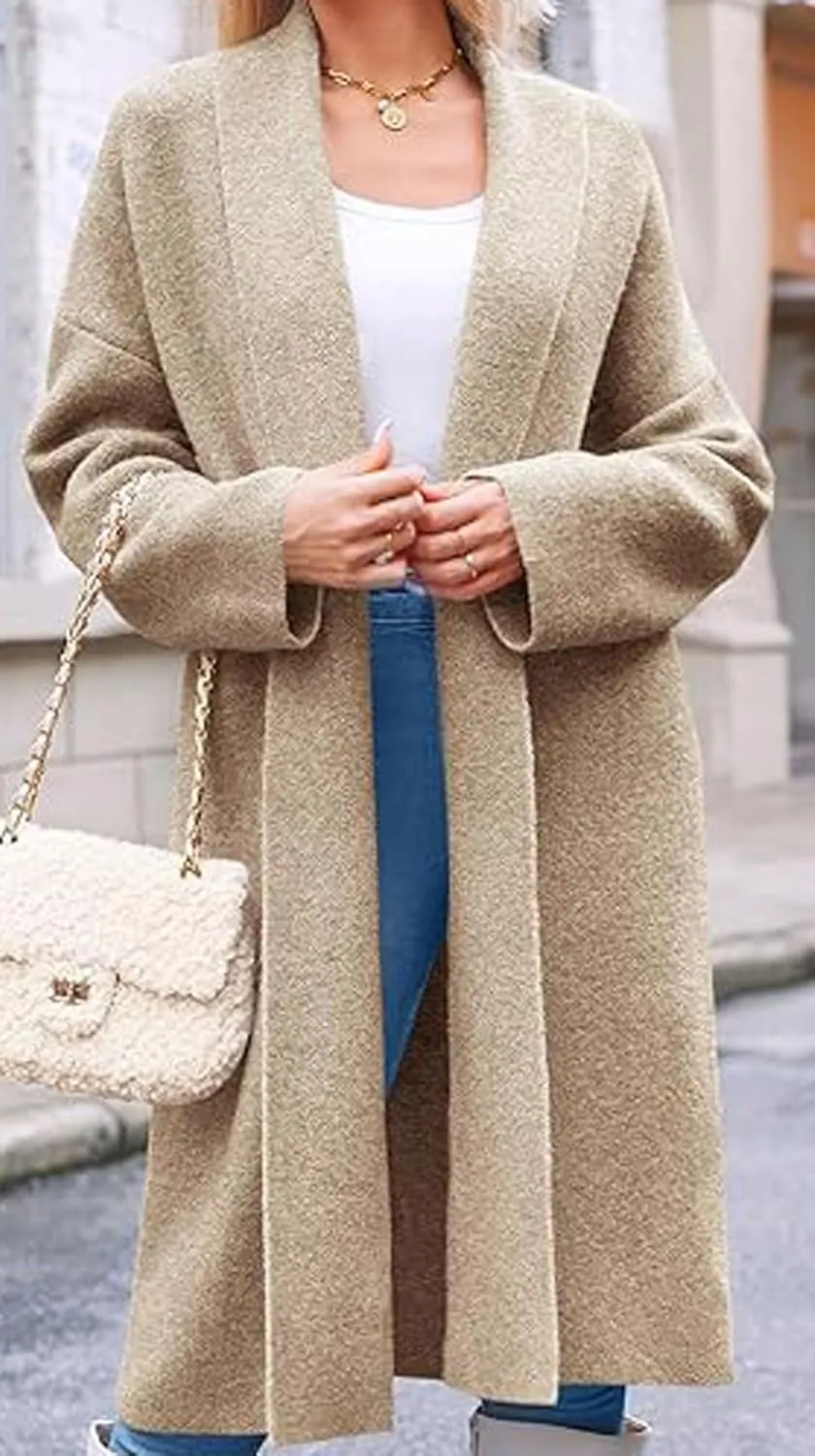 loveimgs Women Chunky Knit Cardigan Sweater Long Open Front Cardigan Jacket Oversized Knitted Trench Coat Duster Coatigan