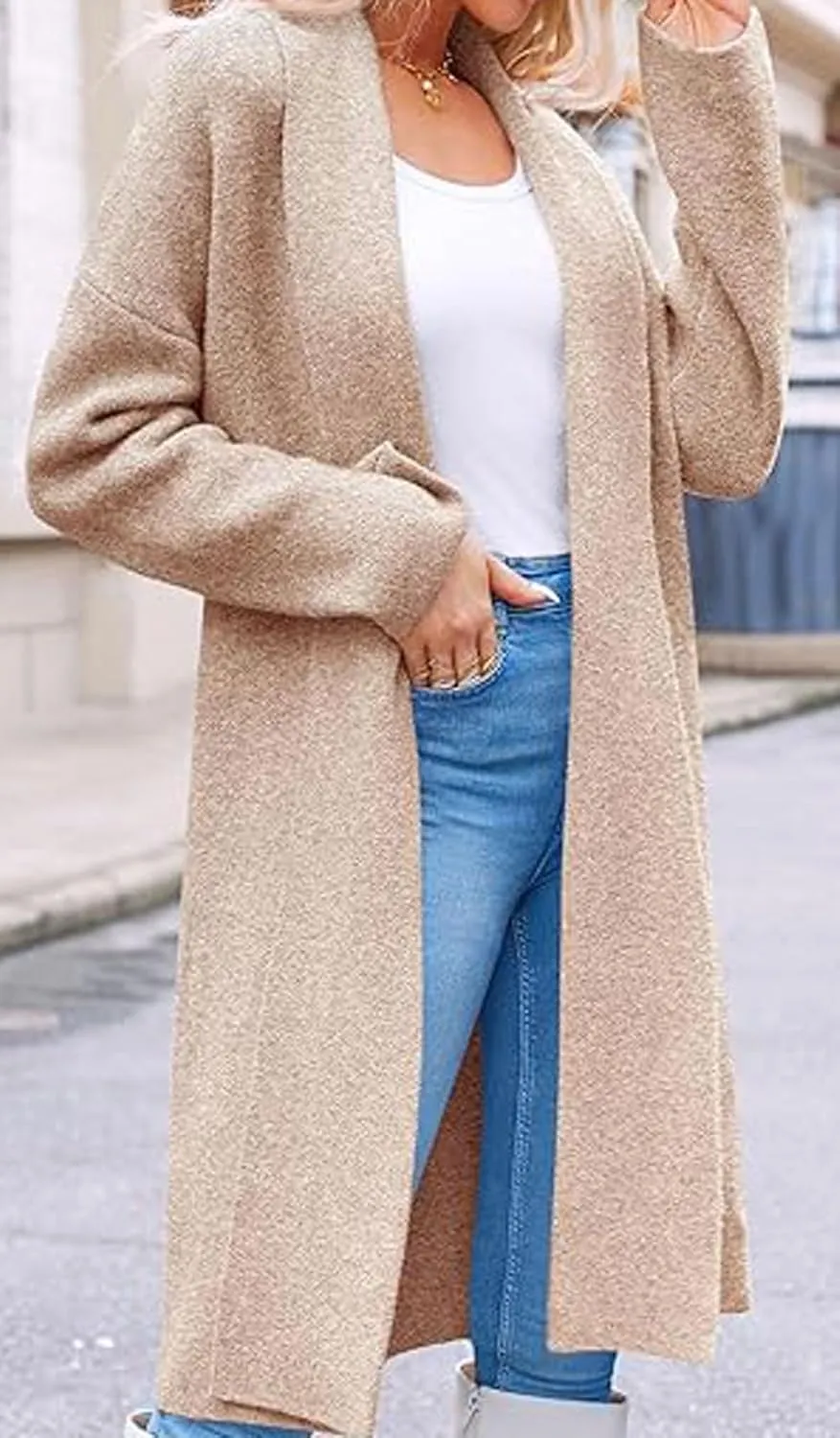 loveimgs Women Chunky Knit Cardigan Sweater Long Open Front Cardigan Jacket Oversized Knitted Trench Coat Duster Coatigan