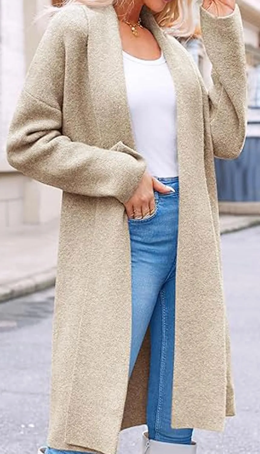 loveimgs Women Chunky Knit Cardigan Sweater Long Open Front Cardigan Jacket Oversized Knitted Trench Coat Duster Coatigan