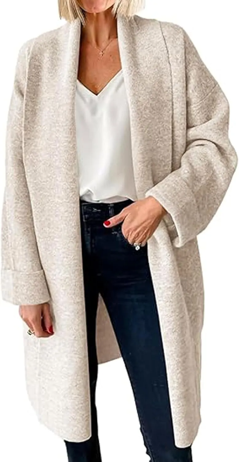 loveimgs Women Chunky Knit Cardigan Sweater Long Open Front Cardigan Jacket Oversized Knitted Trench Coat Duster Coatigan