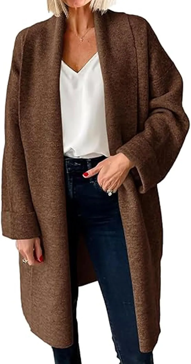 loveimgs Women Chunky Knit Cardigan Sweater Long Open Front Cardigan Jacket Oversized Knitted Trench Coat Duster Coatigan