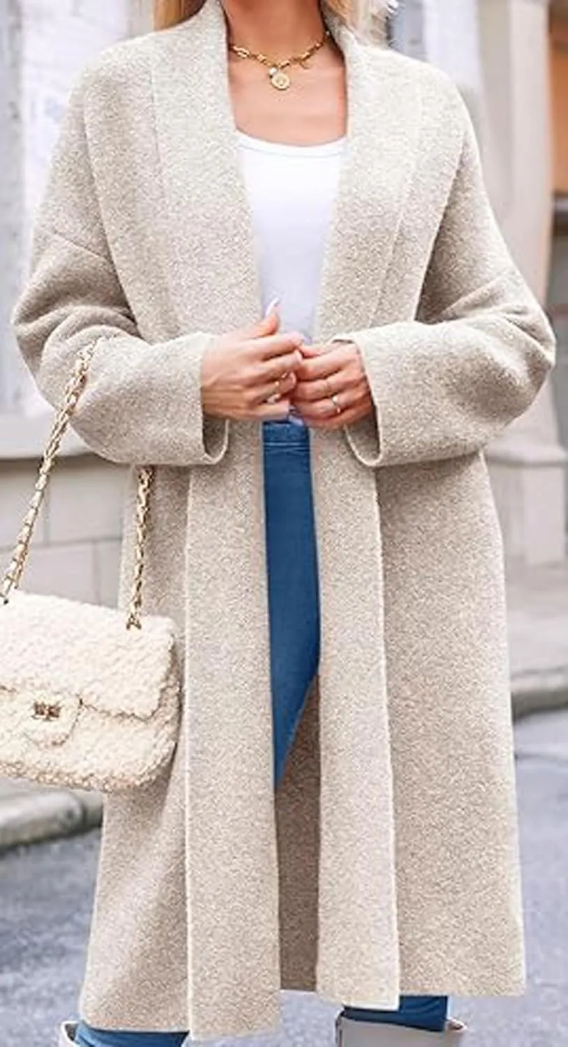 loveimgs Women Chunky Knit Cardigan Sweater Long Open Front Cardigan Jacket Oversized Knitted Trench Coat Duster Coatigan