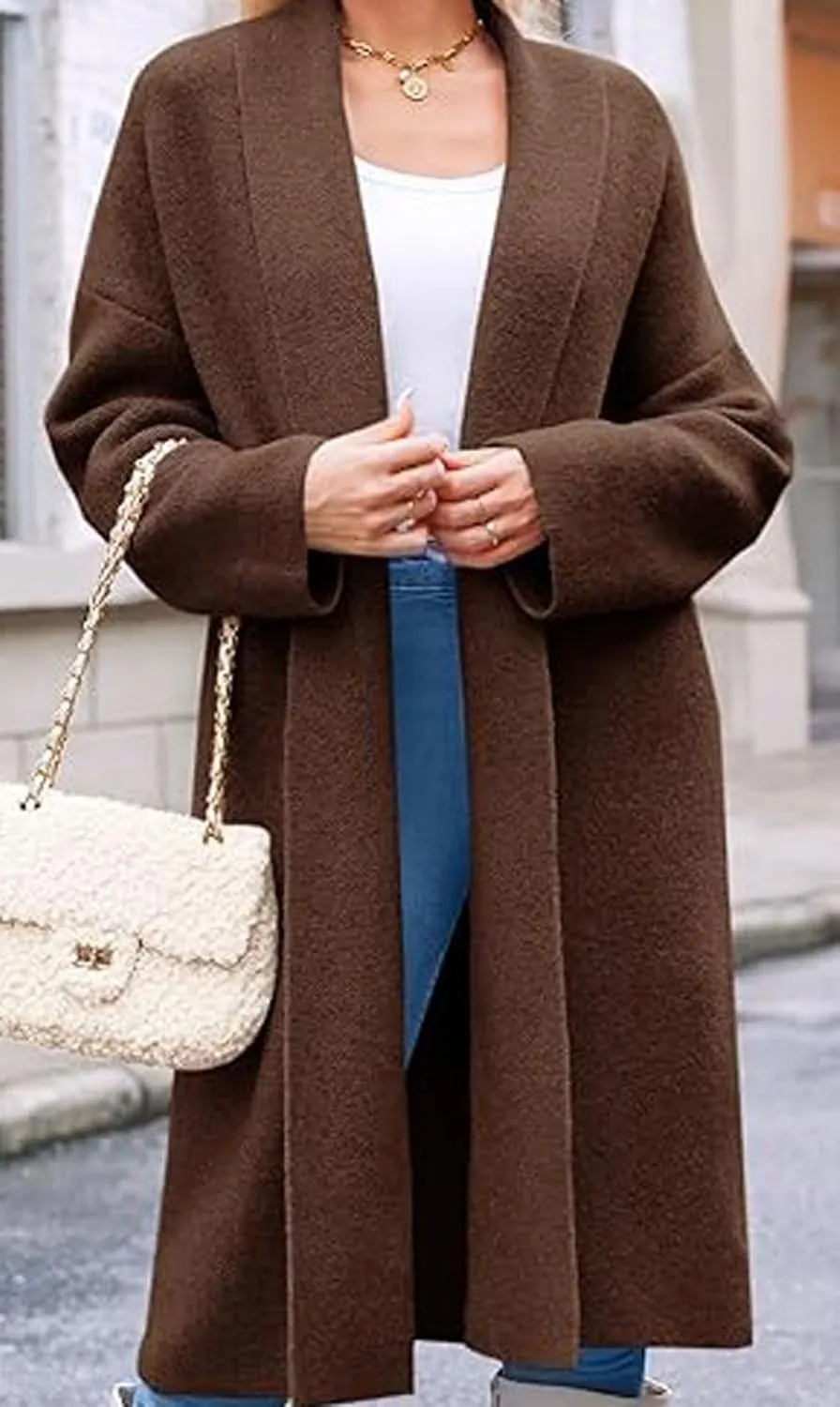loveimgs Women Chunky Knit Cardigan Sweater Long Open Front Cardigan Jacket Oversized Knitted Trench Coat Duster Coatigan