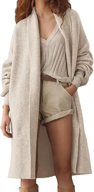 loveimgs Women Chunky Knit Cardigan Sweater Long Open Front Cardigan Jacket Oversized Knitted Trench Coat Duster Coatigan