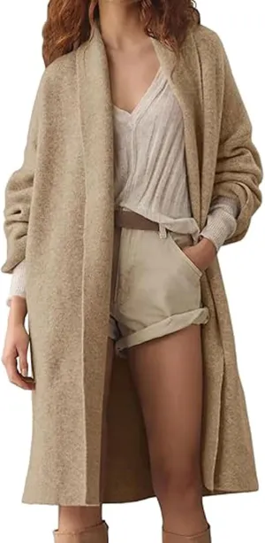 loveimgs Women Chunky Knit Cardigan Sweater Long Open Front Cardigan Jacket Oversized Knitted Trench Coat Duster Coatigan