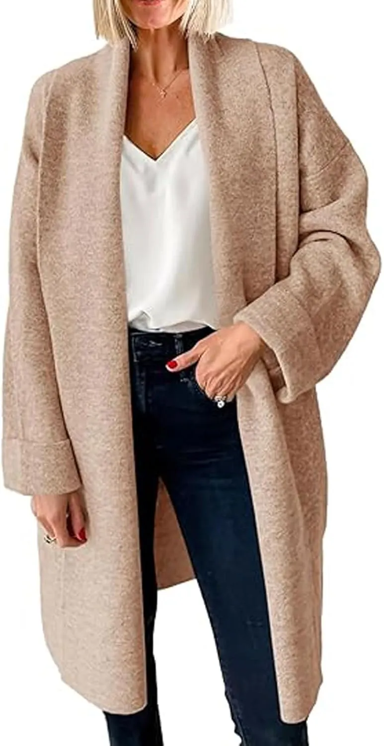 loveimgs Women Chunky Knit Cardigan Sweater Long Open Front Cardigan Jacket Oversized Knitted Trench Coat Duster Coatigan