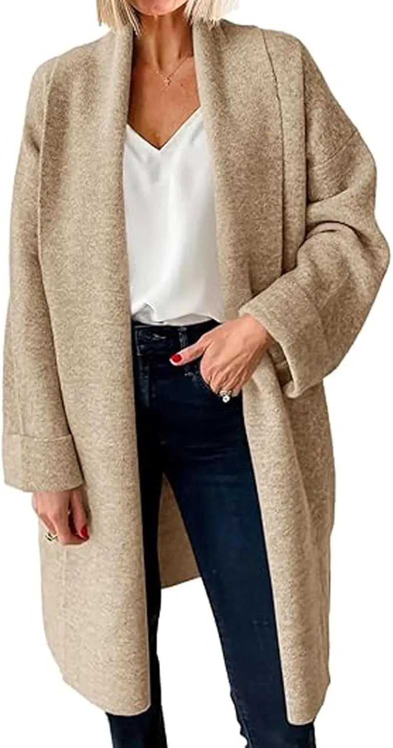 loveimgs Women Chunky Knit Cardigan Sweater Long Open Front Cardigan Jacket Oversized Knitted Trench Coat Duster Coatigan