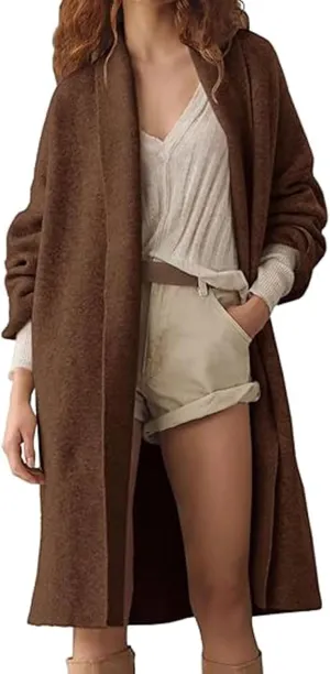 loveimgs Women Chunky Knit Cardigan Sweater Long Open Front Cardigan Jacket Oversized Knitted Trench Coat Duster Coatigan