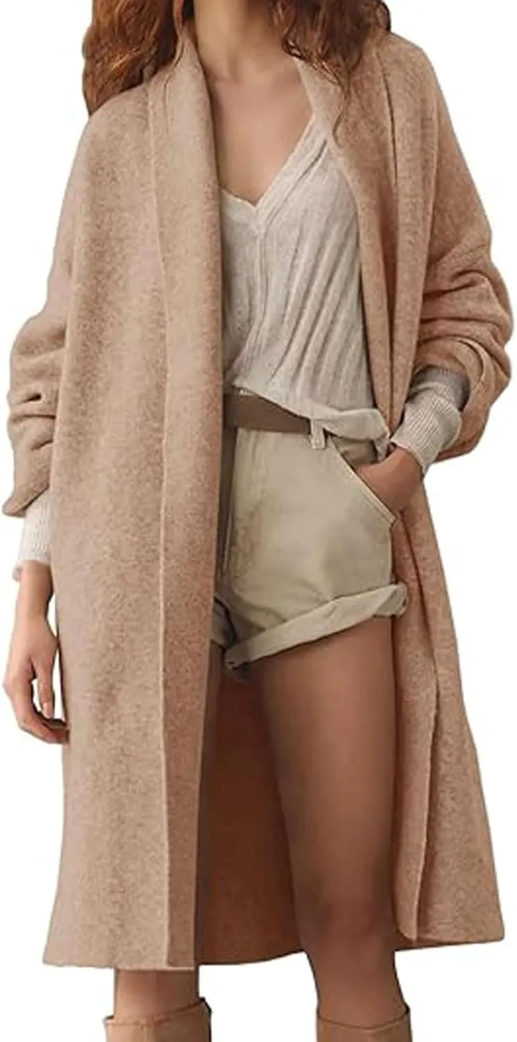 loveimgs Women Chunky Knit Cardigan Sweater Long Open Front Cardigan Jacket Oversized Knitted Trench Coat Duster Coatigan
