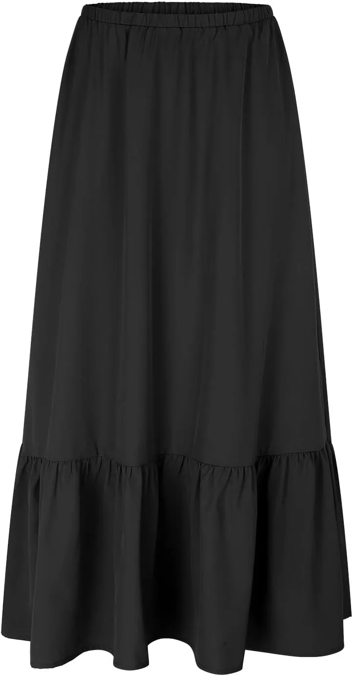 Maxi Skirts for Women Pleated Long Midi Skirt with Pockets Casual Summer High Waisted Flowy Trendy Boho A Line Skirts