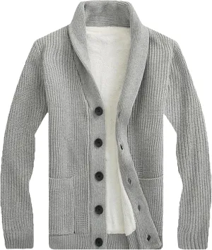 Men Simple Versatile Everyday Knit Cardigan Padded Lapel Knit Cardigan Personalized Fashion Casual Button Down Cardigan