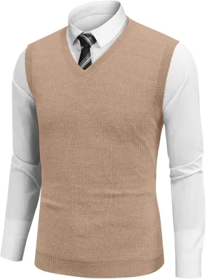 Men Vest Sleeveless 2025 Lightweight Vest Sweater Business Work V Neck Solid Pullover Relaxed Fit Knitted Tops