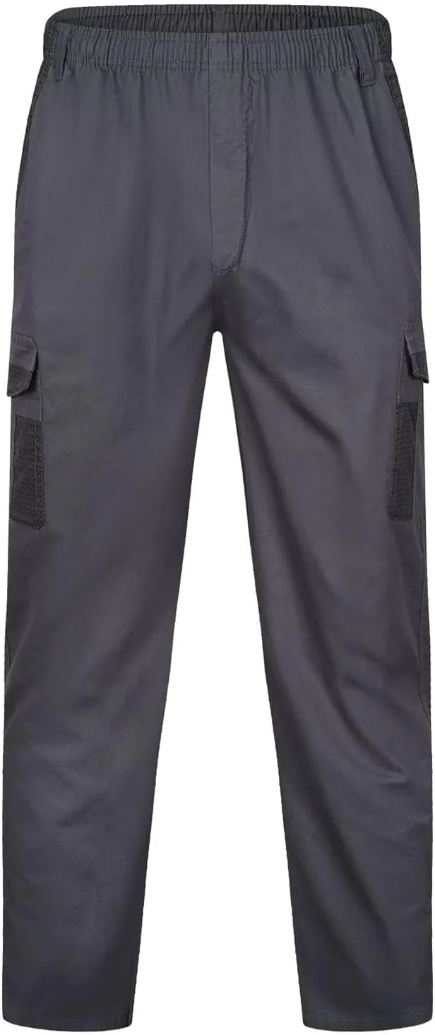 Men's Breathable Comfy Cotton Pants Elastic Waist Comfy Straight-Fit Sweatpants Fashion Casual Cargo Pants Multi Pockets