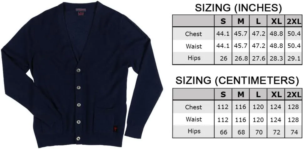 Men's Buttons Cardigan - Pure Cashmere Long Sleeve Front Pocket Jacket Hand-Knitted V-Neck Sweater