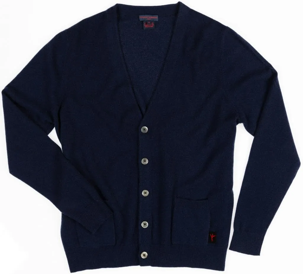 Men's Buttons Cardigan - Pure Cashmere Long Sleeve Front Pocket Jacket Hand-Knitted V-Neck Sweater
