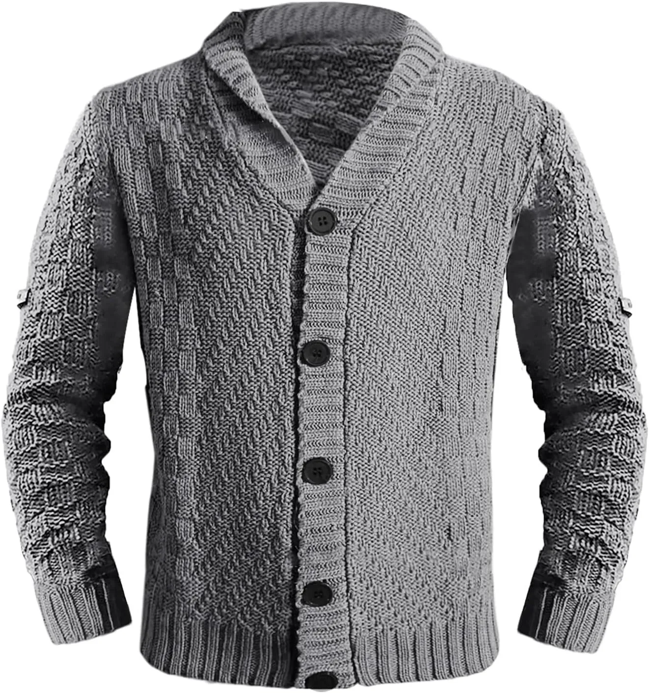 Mens Casual Cardigan Sweaters Long Sleeve Shawl Collar Button Down Cable Knit Coat With Pockets Winter Jackets