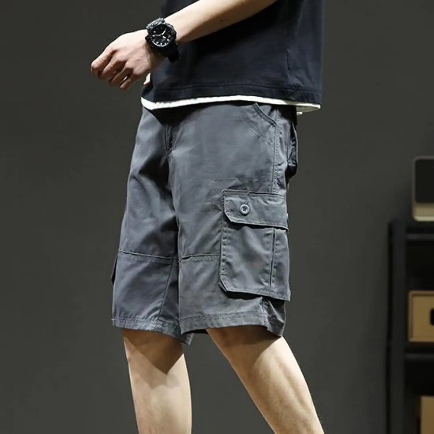 Men's Casual Cargo Shorts Summer Stylish Chino Cotton Shorts with Multiple Pockets Sports Twill Outdoor Short Pants