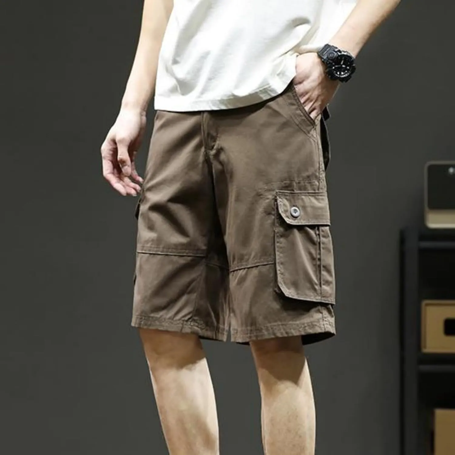 Men's Casual Cargo Shorts Summer Stylish Chino Cotton Shorts with Multiple Pockets Sports Twill Outdoor Short Pants