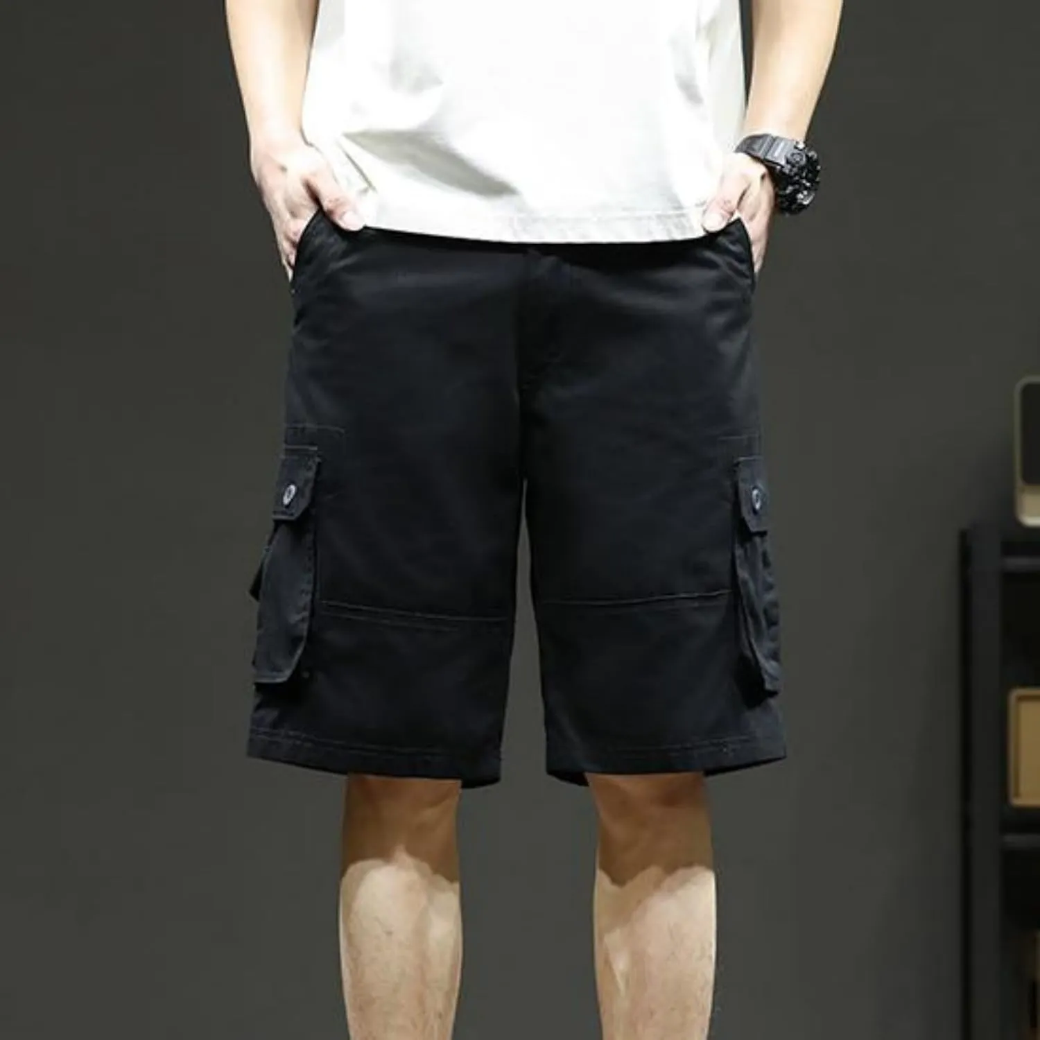 Men's Casual Cargo Shorts Summer Stylish Chino Cotton Shorts with Multiple Pockets Sports Twill Outdoor Short Pants