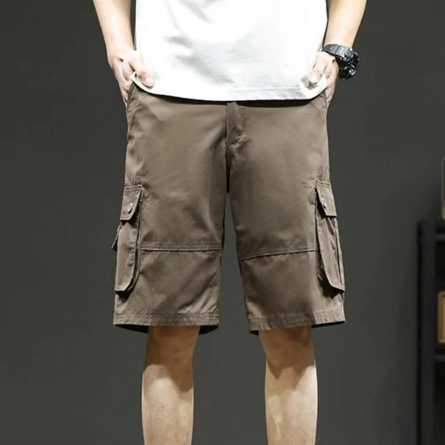 Men's Casual Cargo Shorts Summer Stylish Chino Cotton Shorts with Multiple Pockets Sports Twill Outdoor Short Pants