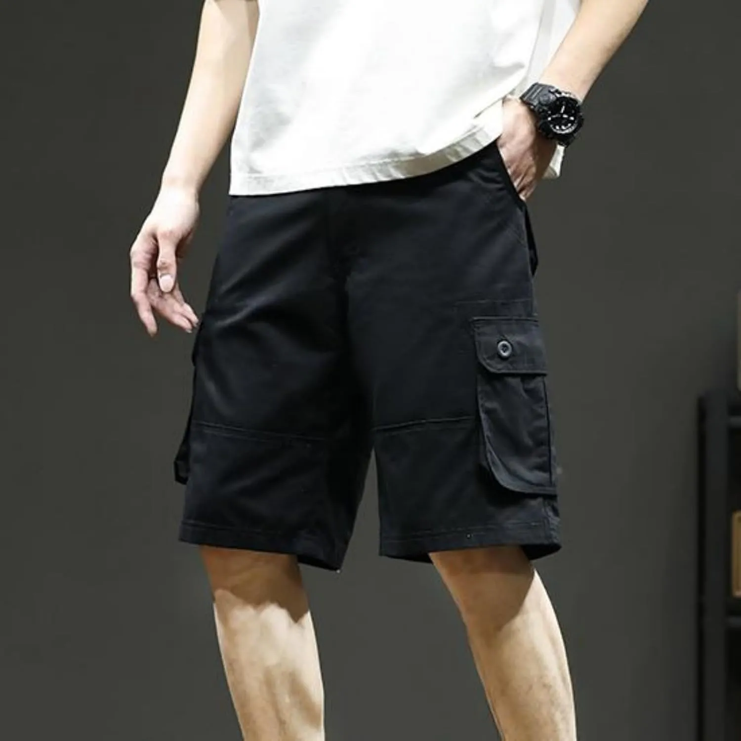 Men's Casual Cargo Shorts Summer Stylish Chino Cotton Shorts with Multiple Pockets Sports Twill Outdoor Short Pants
