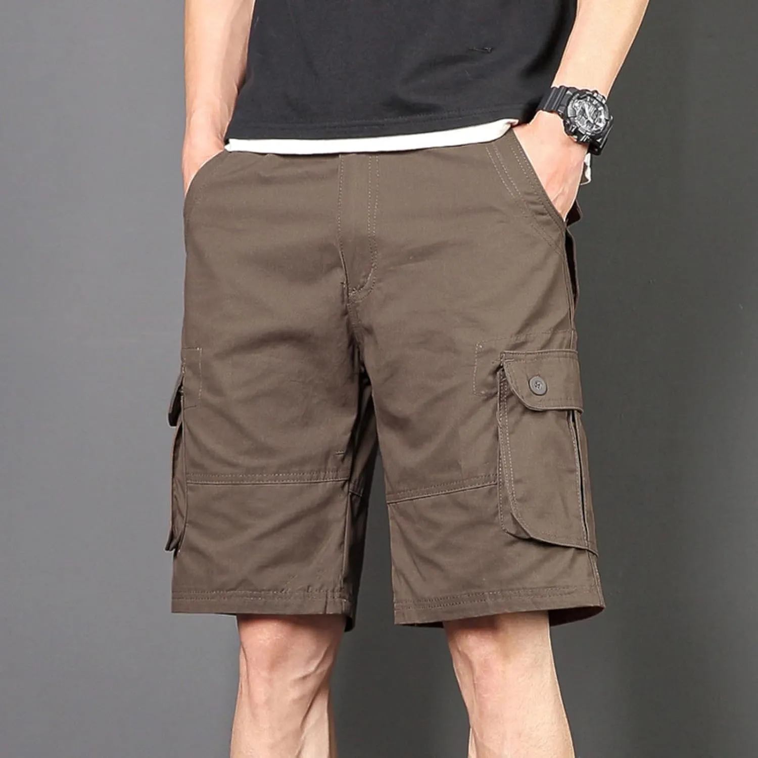 Men's Casual Cargo Shorts Summer Stylish Chino Cotton Shorts with Multiple Pockets Sports Twill Outdoor Short Pants