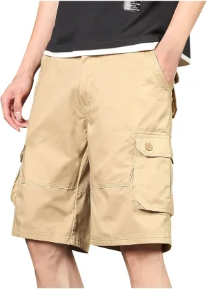 Men's Casual Cargo Shorts Summer Stylish Chino Cotton Shorts with Multiple Pockets Sports Twill Outdoor Short Pants