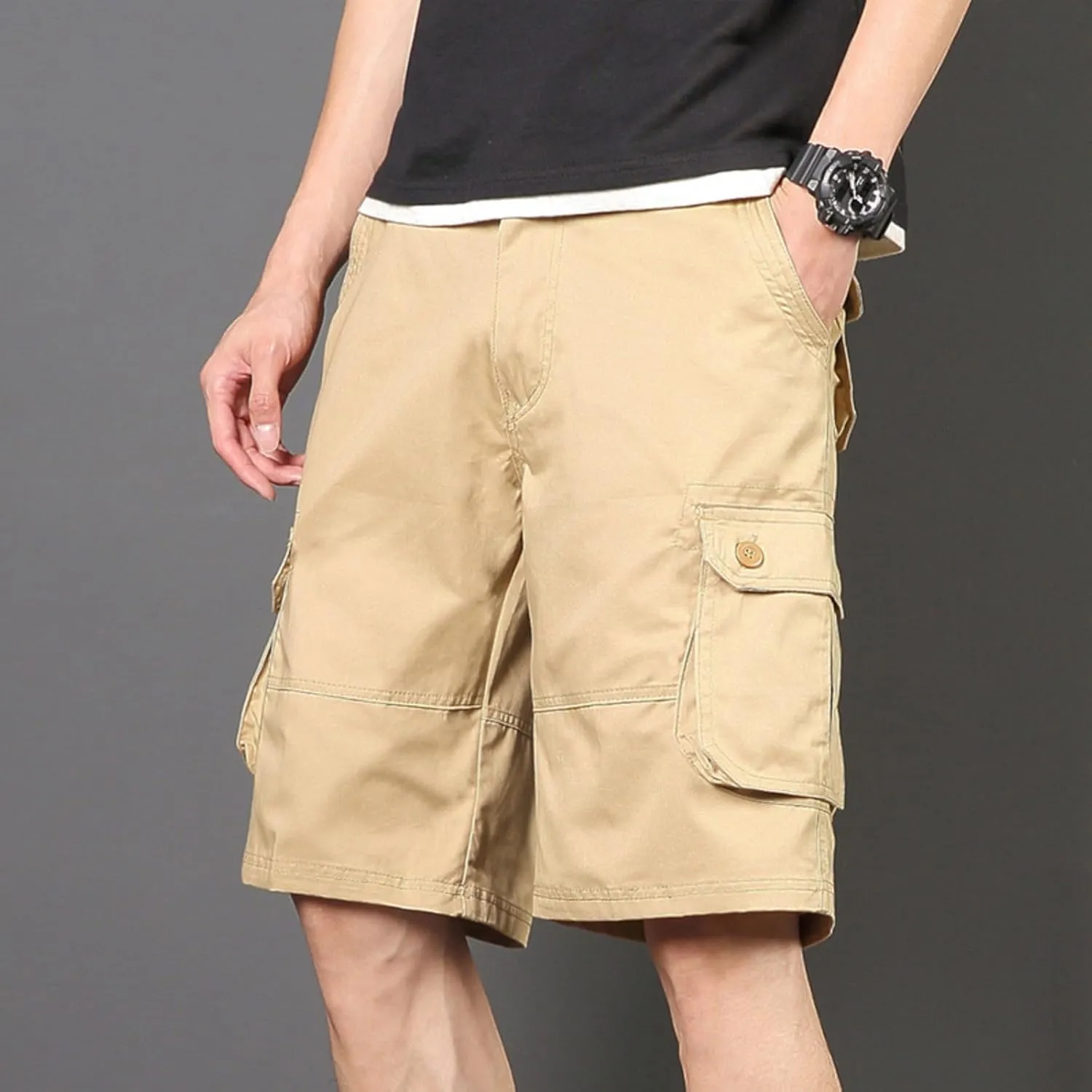 Men's Casual Cargo Shorts Summer Stylish Chino Cotton Shorts with Multiple Pockets Sports Twill Outdoor Short Pants