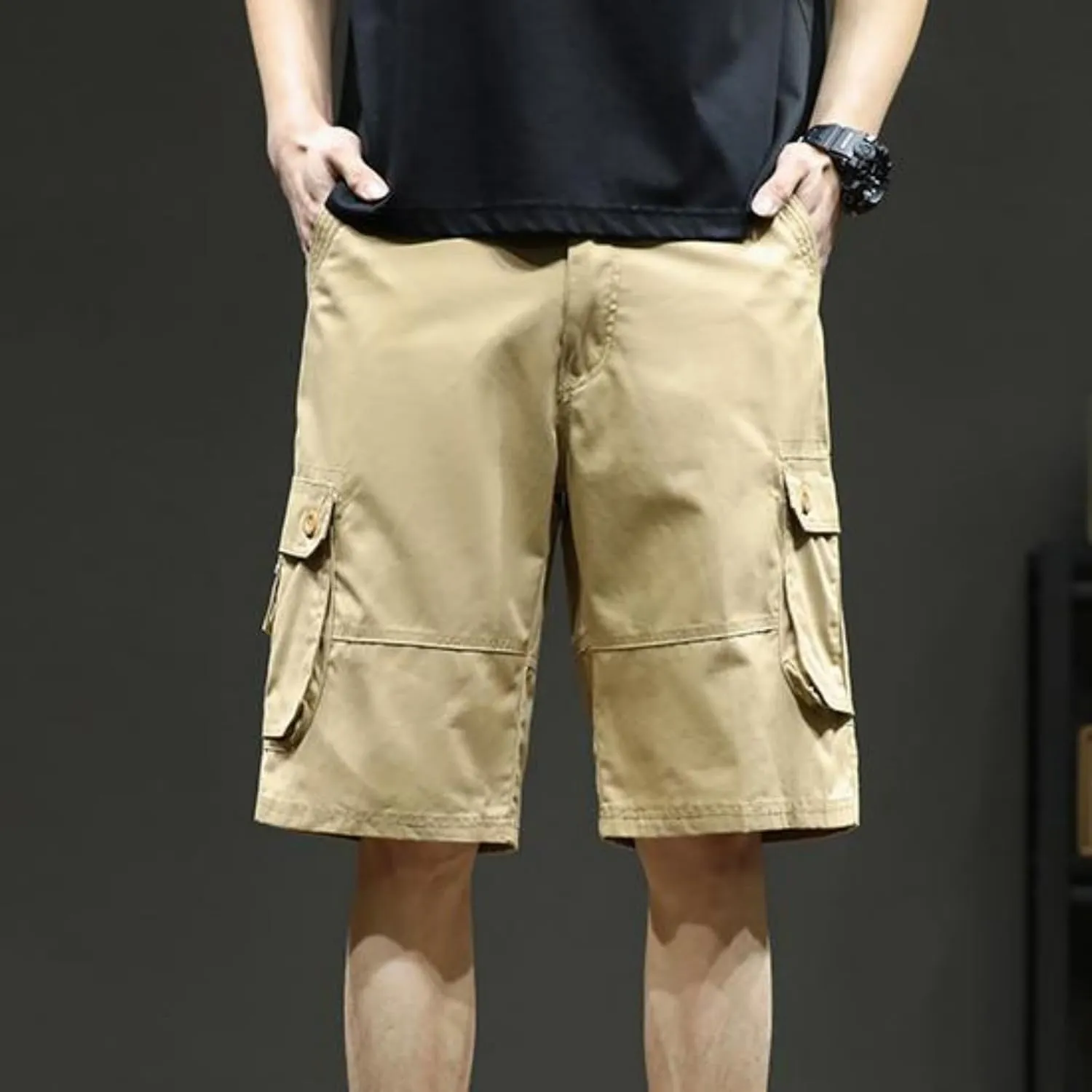 Men's Casual Cargo Shorts Summer Stylish Chino Cotton Shorts with Multiple Pockets Sports Twill Outdoor Short Pants