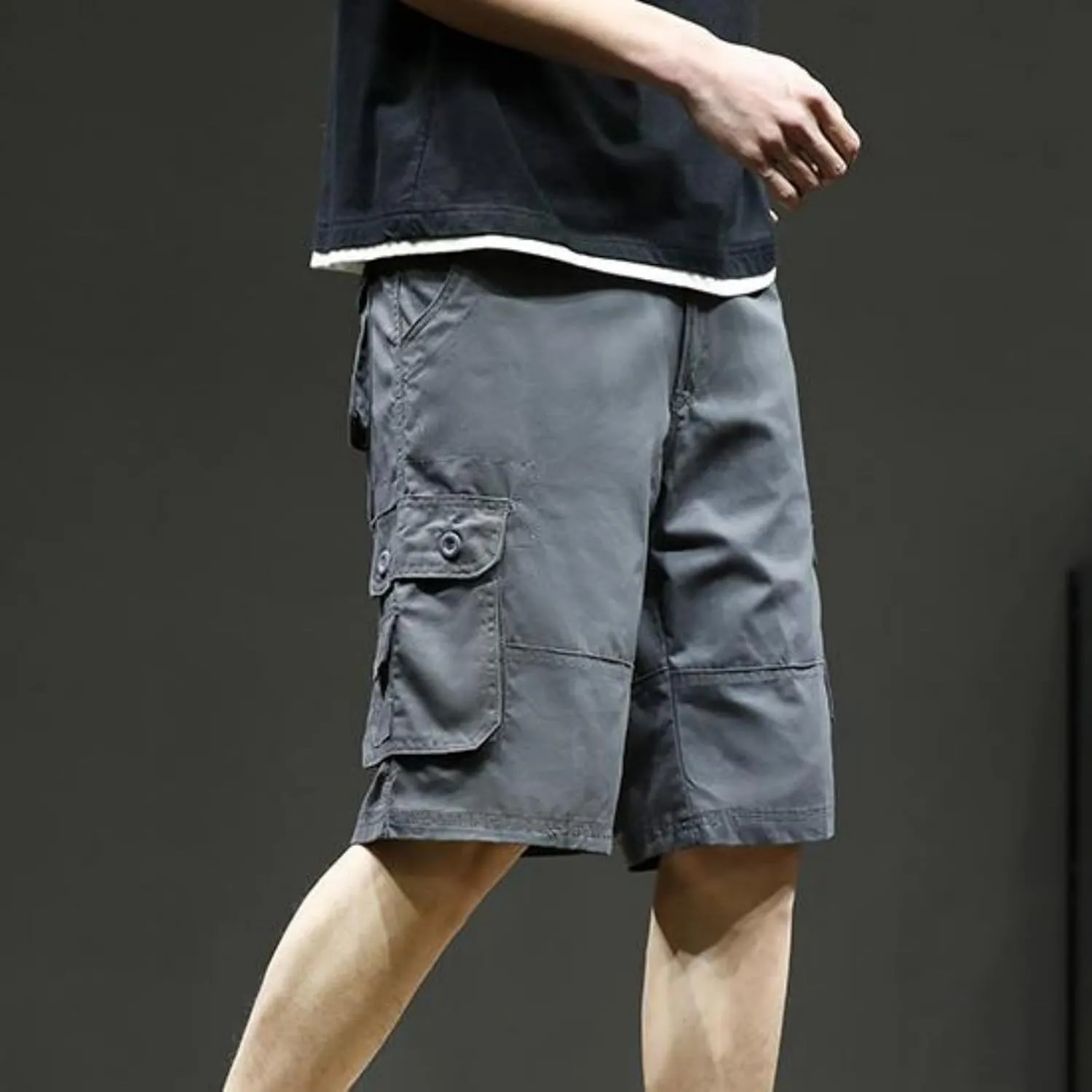Men's Casual Cargo Shorts Summer Stylish Chino Cotton Shorts with Multiple Pockets Sports Twill Outdoor Short Pants