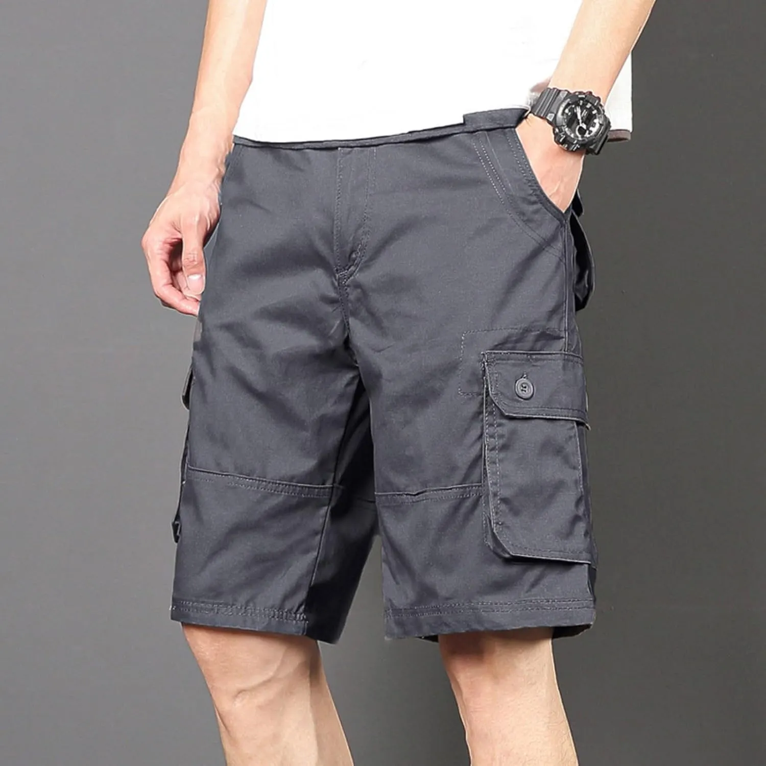 Men's Casual Cargo Shorts Summer Stylish Chino Cotton Shorts with Multiple Pockets Sports Twill Outdoor Short Pants